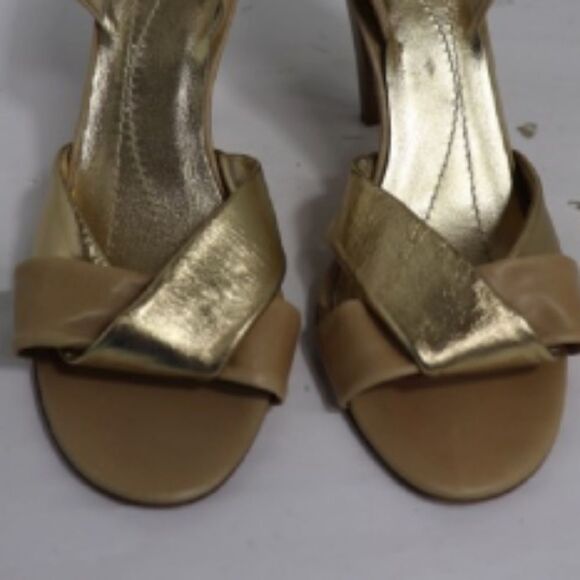 Kate Spade Gold nude Open Toe Slingback Heels - Picture 6 of 10